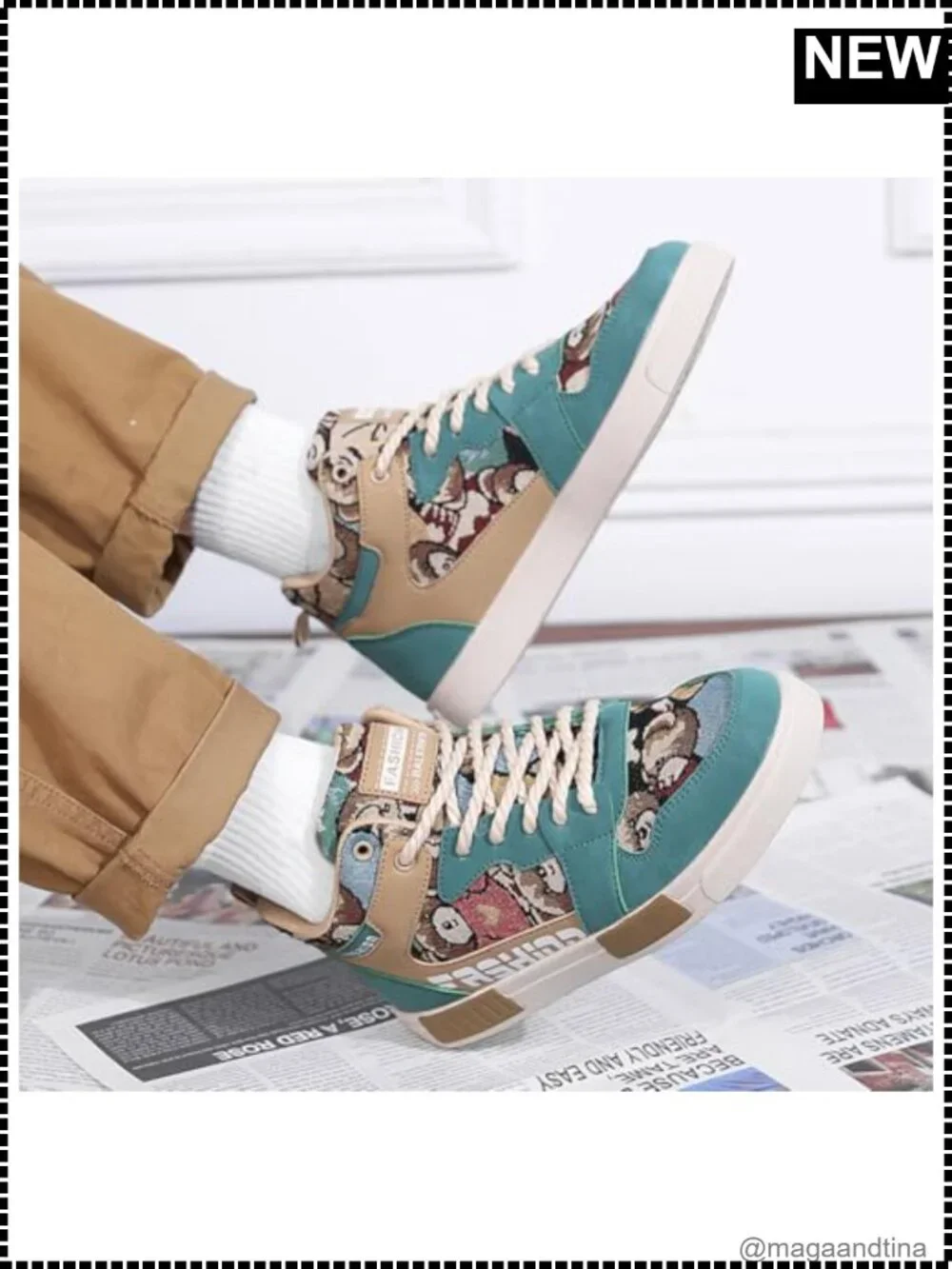 Men's High Top PU Skateboarding Sneakers Lace-Up Athletic Shoes